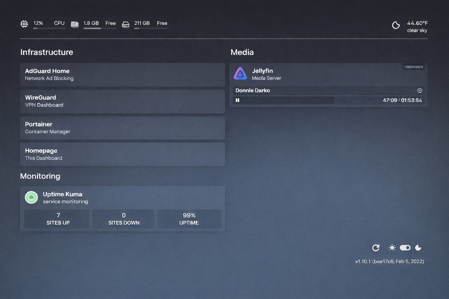 Home Lab - Dashboard